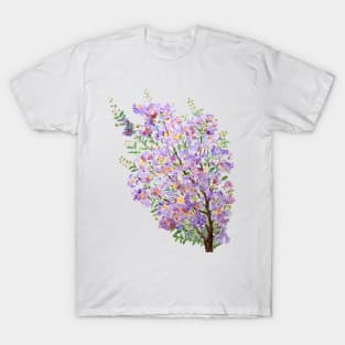 purple crape myrtle watercolor flowers T-Shirt